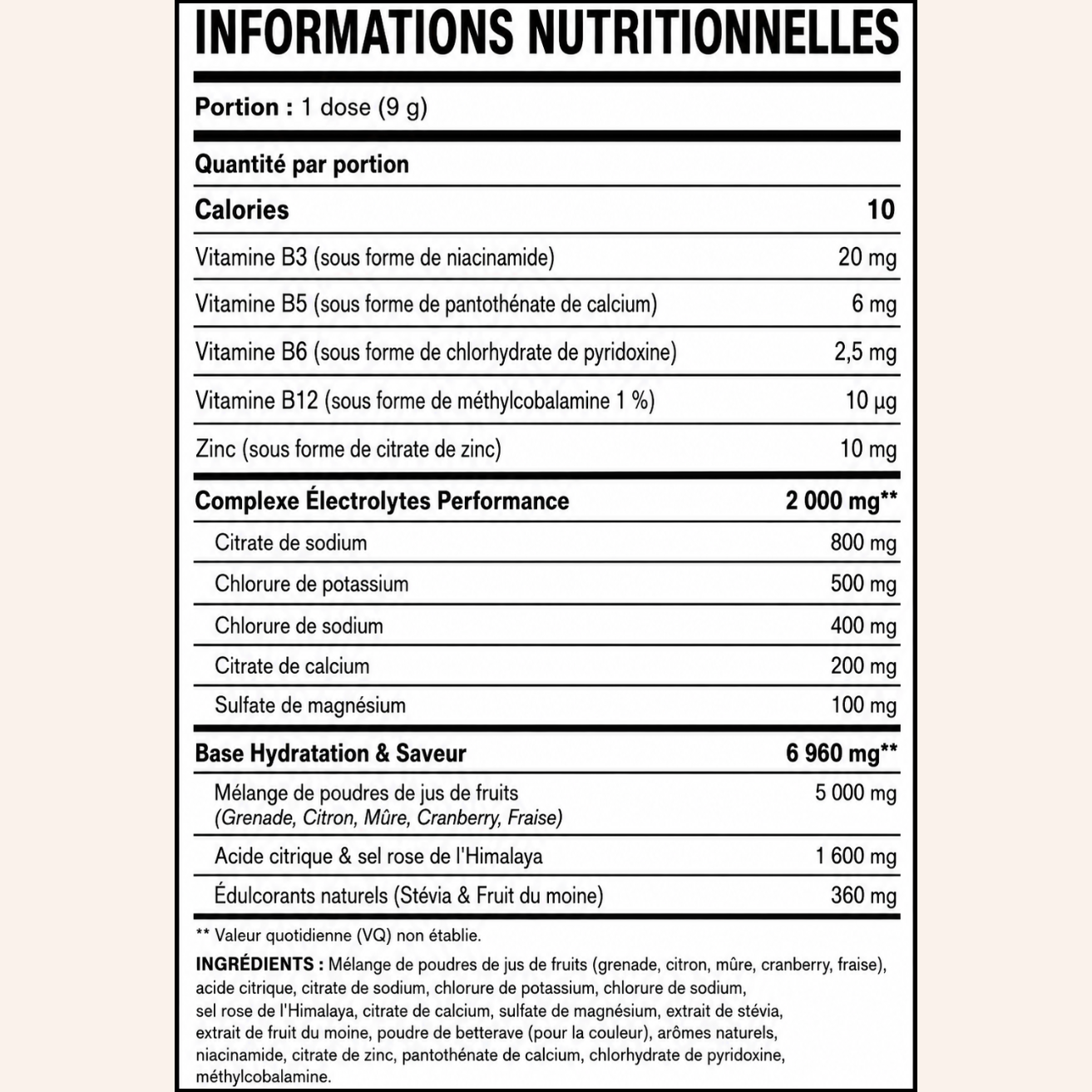 Électrolytes en poudre + Vitamines B